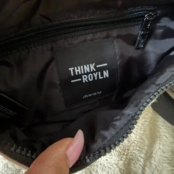 Think Rolyn Crossbody Sling bag White Patten Leather Black - Picture 3 of 5